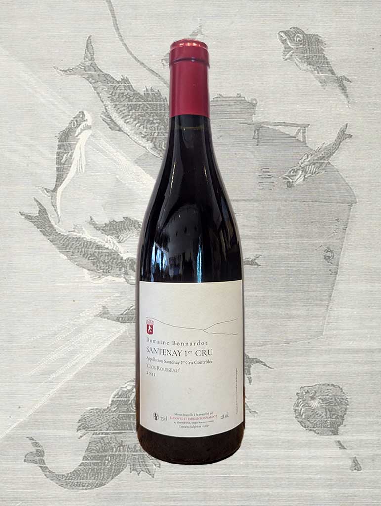 A bottle of Ludovic Bonnardot 'Clos Rousseau' Santenay 1er Cru 2021 from Burgundy, France