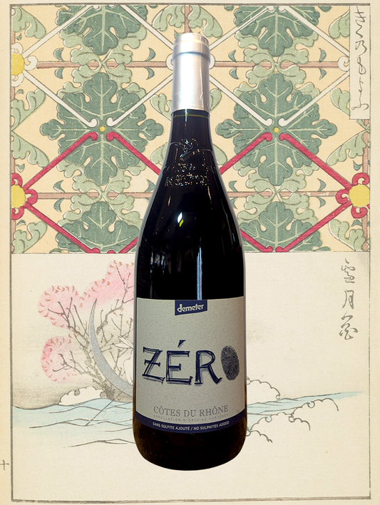 A bottle of Lunar Apoge 'Zero' Cotes du Rhône Rouge 2020 from Rhone, France - A bright and fragrant red blend that shows what the Rhone is all about... 