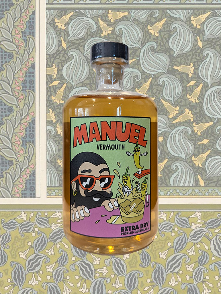 A bottle of Manuel Vermouth Blanco from Basque, Spain