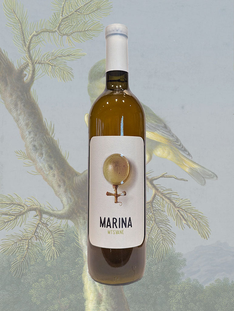A bottle of Marina Mtsvane 2024 from Kakheti, Georgia