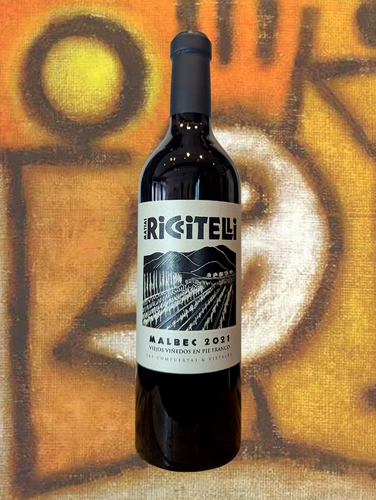 A bottle of Matias Riccitelli 'Viñedos Viejos en Pie Franco' Malbec 2021 from Mendoza, Argentina -  Old vine Malbec from the Mendoza's traditional regions. 