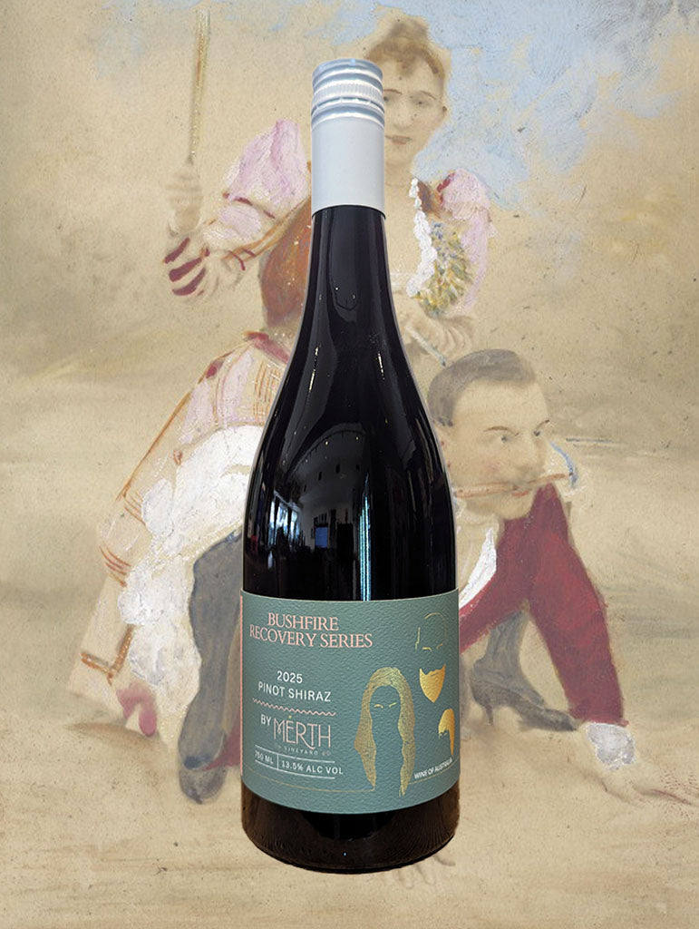 A bottle of Merth Vineyard 'Bushfire Recovery' Pinot Shiraz 2025 from Macedon Ranges
