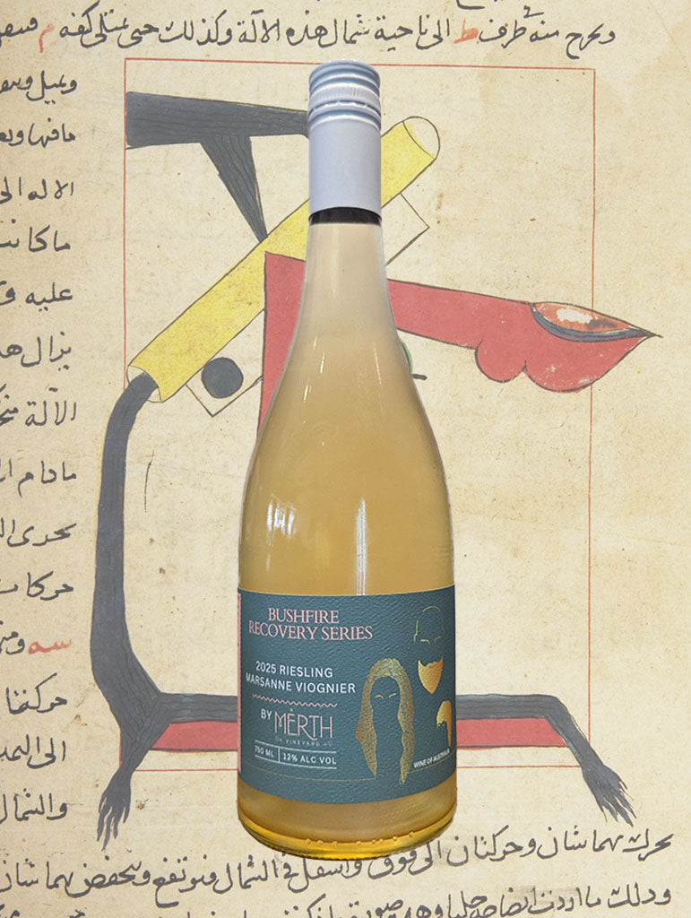 A bottle of Merth Vineyard 'Bushfire Recovery' Riesling Marsanne Viognier 2025 from Victoria