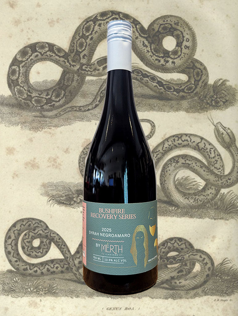 A bottle of Merth Vineyard 'Bushfire Recovery' Syrah Negroamaro 2025 from Victoria
