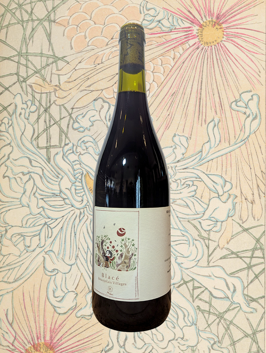 A bottle of Minhaé Beaujolais Villages Blacé 2023 from Beaujolais, France - A very light and fruity red from the slopes of Beaujolais. 