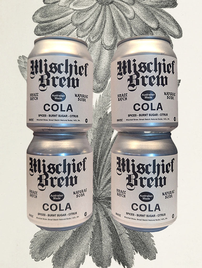 A can of Mischief Brew 'Cola' Non-Alcoholic Soda from Adelaide