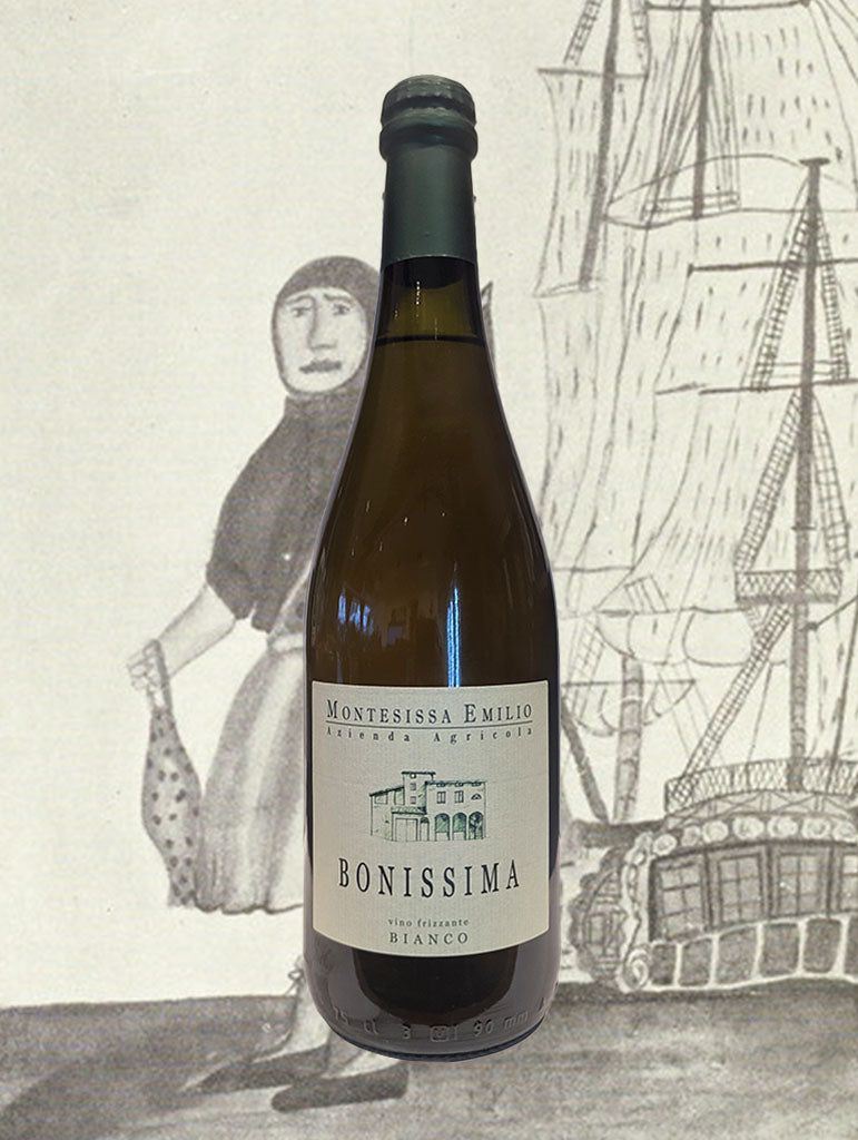 A bottle of Montesissa Emilio 'Bonissima' Frizzante 2022 from Emilia-Romagna, Italy