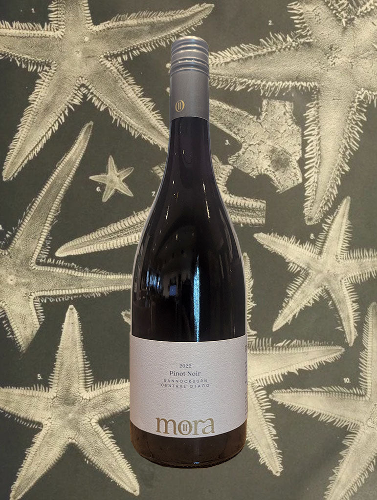 A bottle of Mora Pinot Noir 2022 from Central Otago, New Zeland