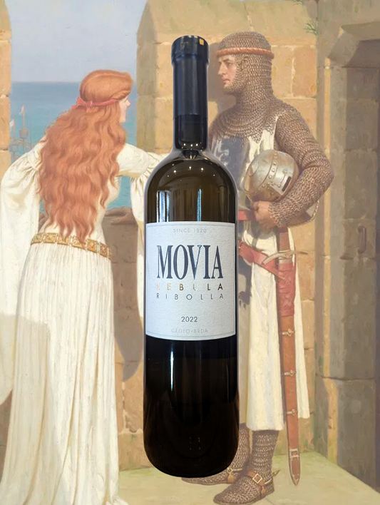 A bottle of Movia Rebula 2022 from Brda, Slovenia - Soft and golden Rebula from the hills of Gorizia.