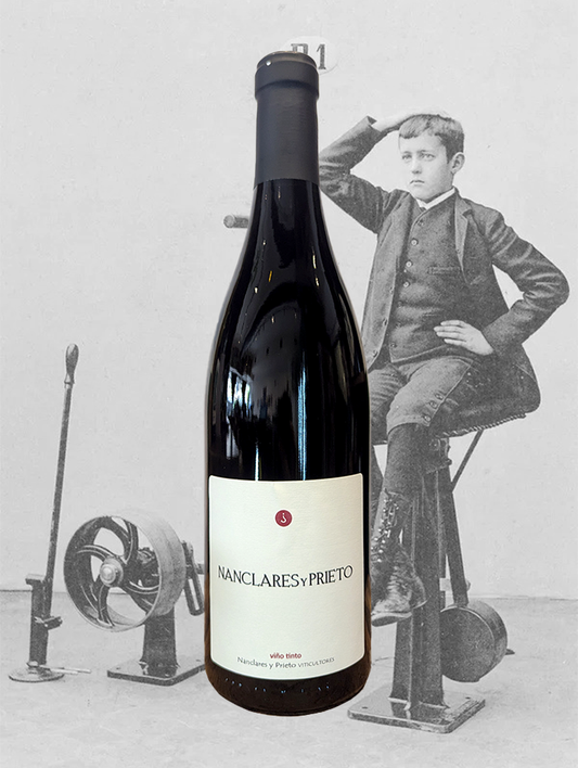 A bottle of Nanclares y Prieto Vino Tinto 2023 from Rias Baixas, Spain