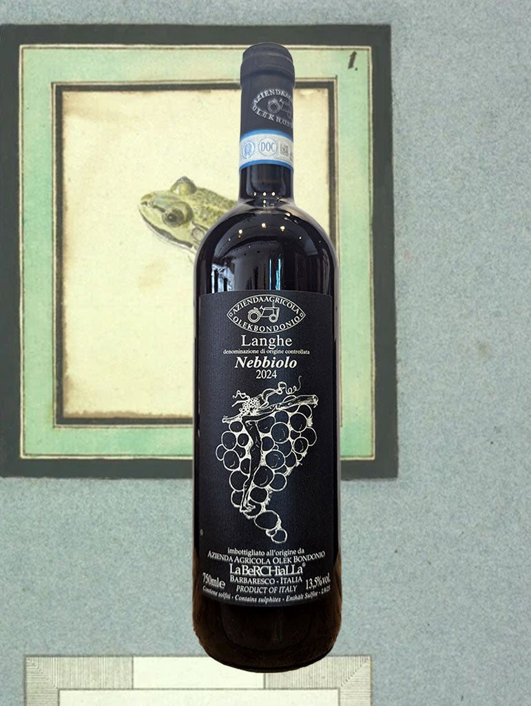 A bottle of Olek Bondonio Langhe Nebbiolo 2024 from Piemonte, Italy