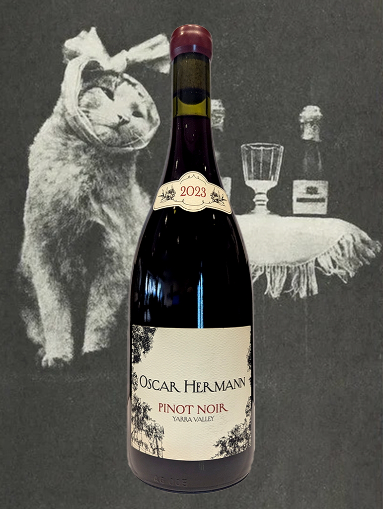 A bottle of Oscar Hermann 'Estate' Pinot Noir 2023 from Yarra Valley