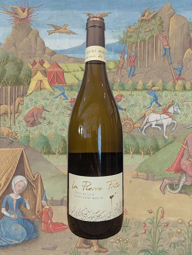 A bottle of Pas Saint Martin 'La PIerre Fritte' Saumur Rouge 2020 from the Loire Valley, France