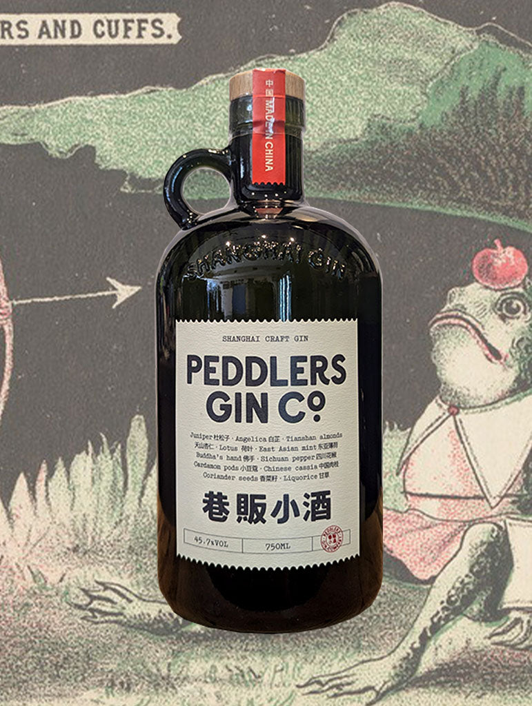 A bottle of Peddlers Gin Co 'Rare Eastern' Gin from Shanghai, China