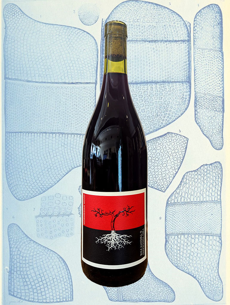 A bottle of Poppelvej 'Norwegian Wood' Gamay 2025 from Adelaide Hills