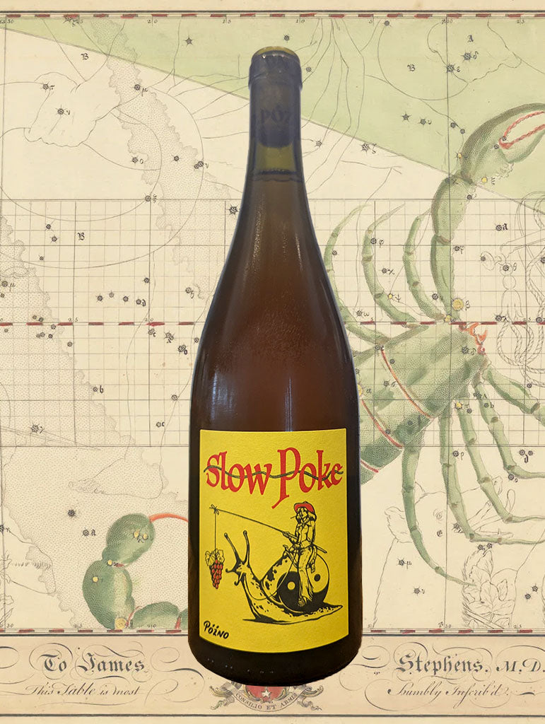 A bottle of Pozno 'Slow Poke' Skin Contact Pinot Grigio 2023 from Adelaide Hills