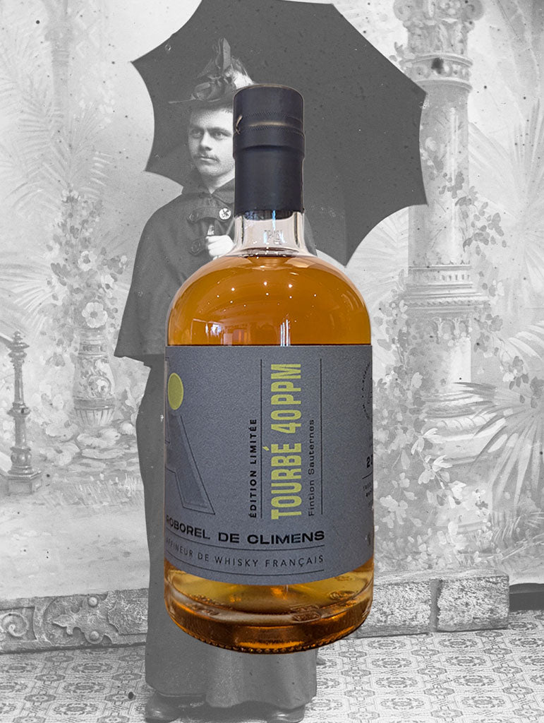 A bottle of Roborel de Climens 'Tourbe 40PPM Finition Sauternes' Whisky from Alsace, France