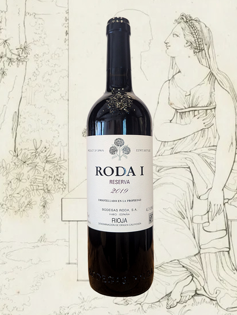 A bottle of Roda 1 Reserva 'Blue Note' 2019 from Rioja, Spain