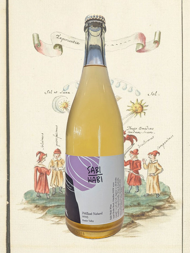 A bottle of Sabi Wabi Petillant Naturel 2025 from Hunter Valley