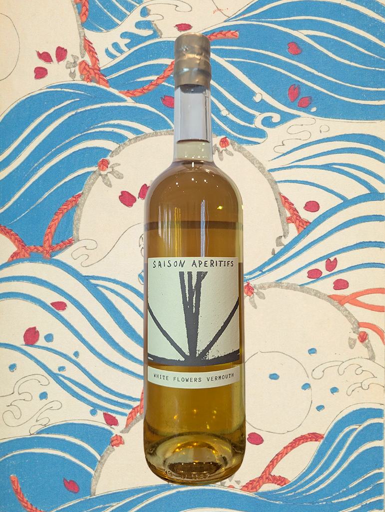 A bottle of Saison Aperitifs 'White Flowers' Vermouth from Melbourne, Victoria - A sweet bianco style vermouth. 