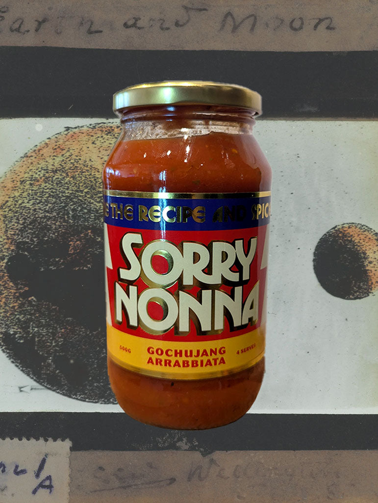 A jar of Sorry Nonna 'Gochujang Arrabbiata' Pasta Sauce from Sydney, NSW