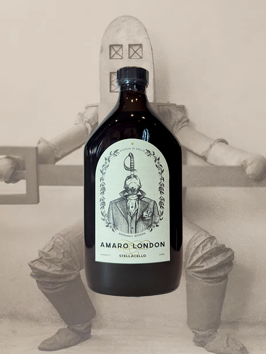 A bottle of Stellacello London Amaro from London, England - A bitter-sweet herbal liqueur with soft citrus overtones.