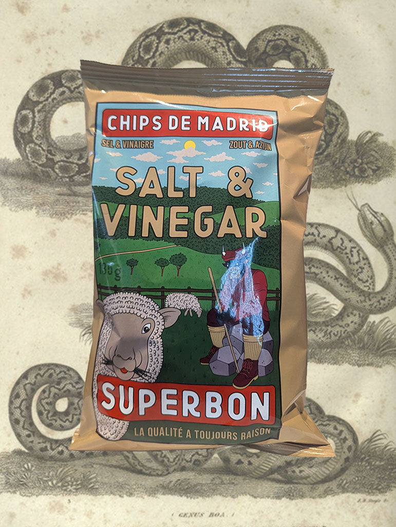 A bag of Superbon 'Salt & Vinegar' Crisps from Spain