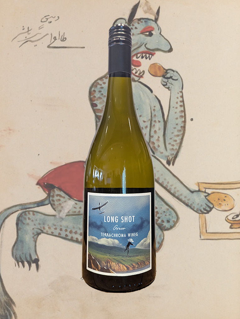 A bottle of Terrachroma 'Long Shot' Greco 2025 from Langhorne Creek