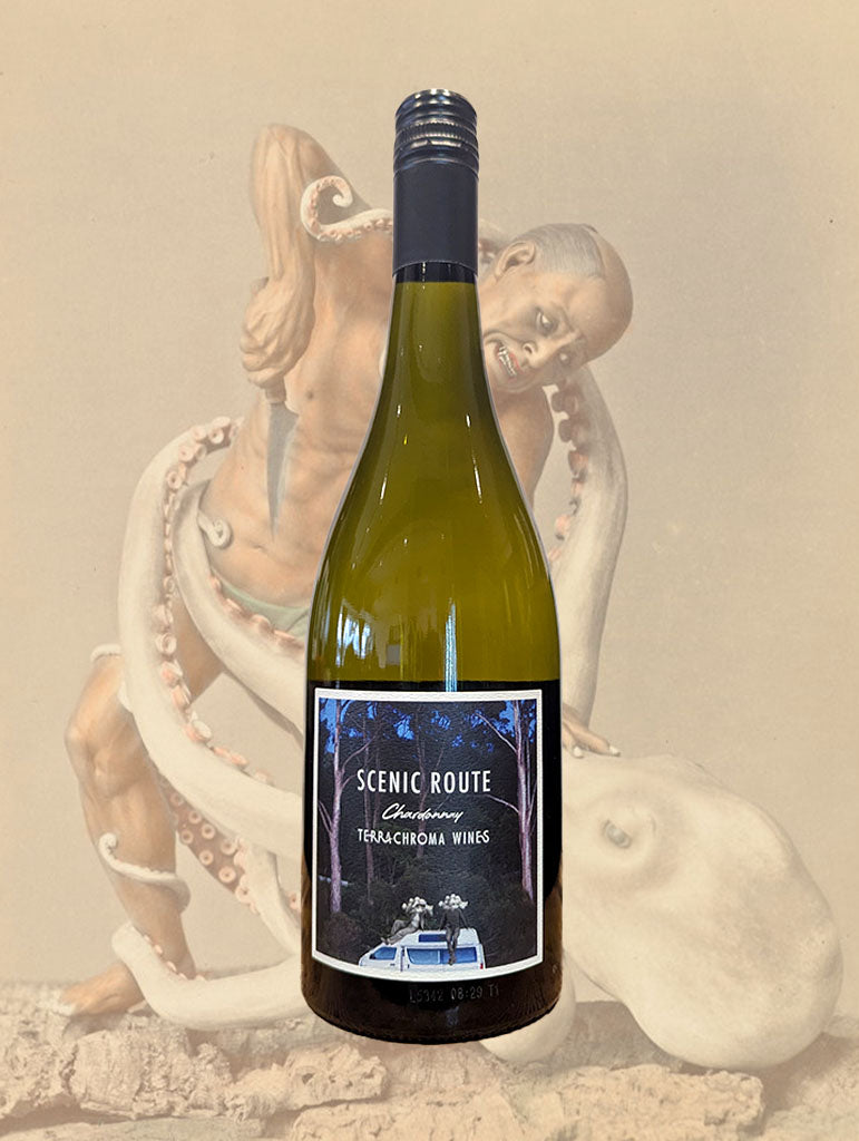 A bottle of Terrachroma 'Scenic Route' Chardonnay 2025 from Mount Gambier