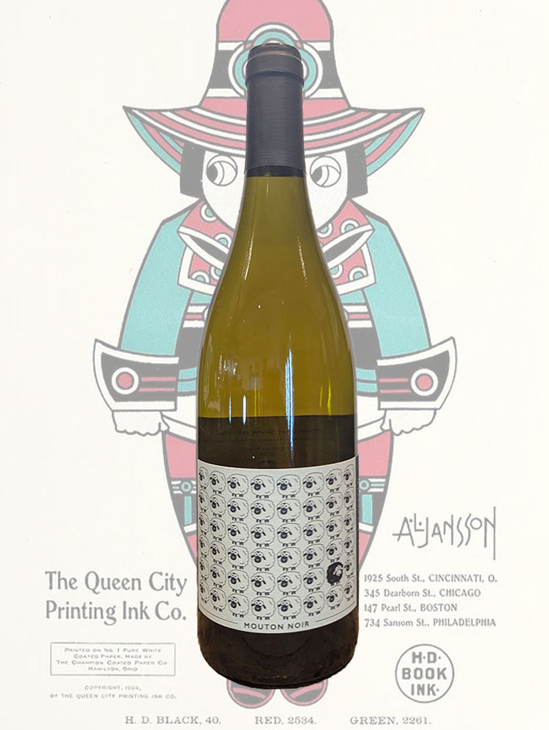 A bottle of Vincent Caille 'Mouton Noir' Muscadet 2024 from Loire Valley, France