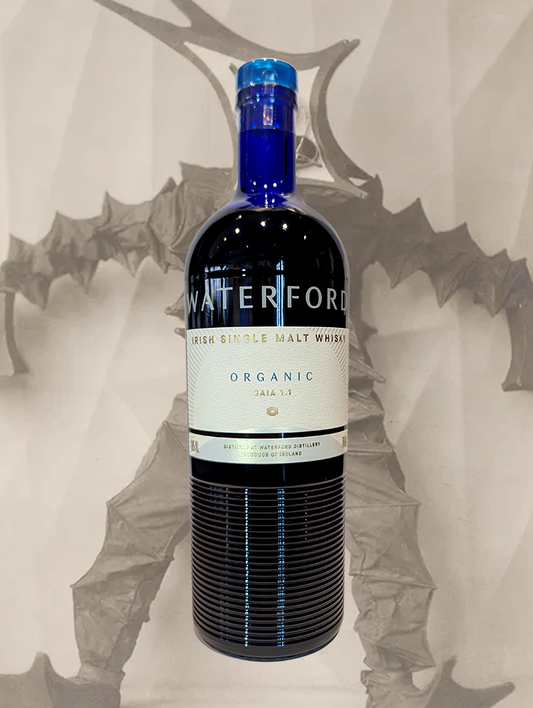 A bottle of Waterford 'Gaia 1.1' Single Farm Irish Whiskey from Waterford, Ireland