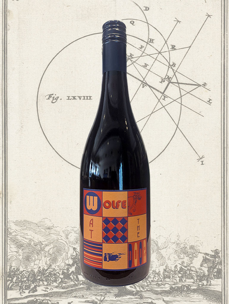 A bottle of Wellington & Wolfe 'Wolfe at the Door' Pinot Noir 2024 from Tamar Valley