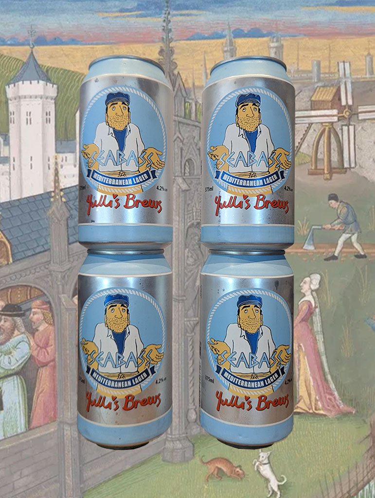 A can of Yulli's 'Seabass' Mediterranean Lager from Alexandria, NSW