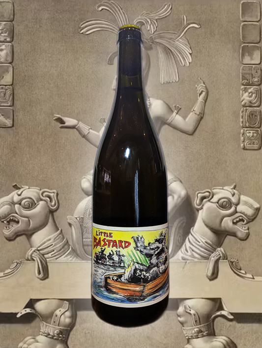 Bottle of Staffelter Hof ‘Little Bastard’ 2021 — German orange wine made from Riesling, Sauvignon Blanc, Muscat, and Müller-Thurgau. Skin contact, organic, unfiltered.